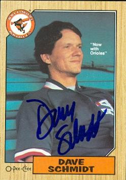 51124 Dave Schmidt Autographed Baseball Card Baltimore Orioles 1987 O-Pee-Chee No .372 -  Autograph Warehouse