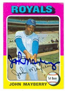 51786 John Mayberry Autographed Baseball Card Kansas City Royals 1975 Topps No .95 -  Autograph Warehouse