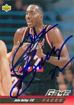 51868 John Salley Autographed Basketball Card Miami Heat 1993 Upper Deck Game Faces No .497