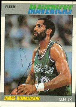 52024 James Donaldson Autographed Basketball Card Dallas Mavericks 1987 Fleer No .28 -  Autograph Warehouse