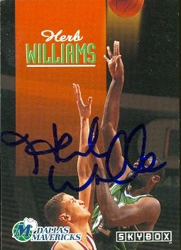 52032 Herb Williams Autographed Basketball Card Dallas Mavericks 1992 Skybox No .56