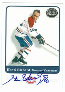 Henri Richard Autographed Hockey Card Montreal Canadiens 2001 Fleer Greats Of The Game No .13