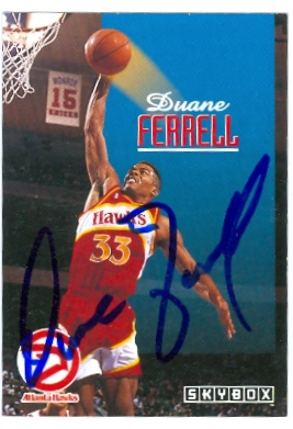 52933 Duane Ferrell Autographed Basketball Card Atlanta Hawks 1992 Skybox No .3 -  Autograph Warehouse