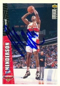 Alan Henderson Autographed Basketball Card Atlanta Hawks 1996 Upper Deck CC No. 201