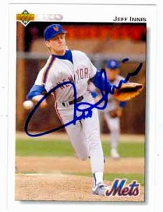 Jeff Innis Autographed Baseball Card New York Mets 1992 Upper Deck No .298