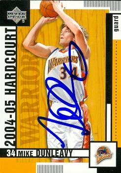 53696 Mike Dunleavy Autographed Basketball Card Golden State Warriors 2004 Upper Deck Hardcourt No .25