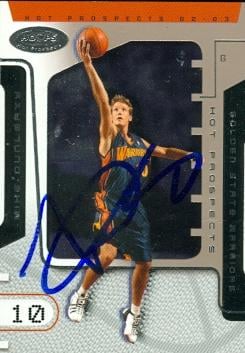 53702 Mike Dunleavy Autographed Basketball Card Golden State Warriors 2002 Hoops Hot Prospect No .111