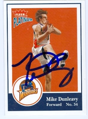 53847 Mike Dunleavy Autographed Basketball Card Golden State Warriors 2004 Fleer Platinum No .86