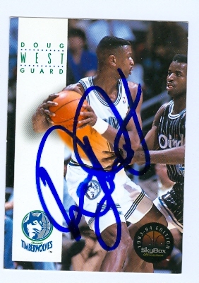 53917 Doug West Autographed Basketball Card Minnesota Timberwolves 1993 Skybox No .118 -  Autograph Warehouse