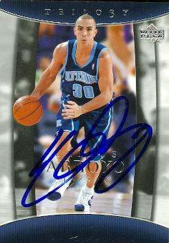 Picture of Autograph Warehouse 54024 Carlos Arroyo Autographed Basketball Card Utah Jazz 2004 Upper Deck Trilogy No .96
