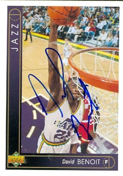 David Benoit Autographed Basketball Card Utah Jazz 1993 Upper Deck No .27