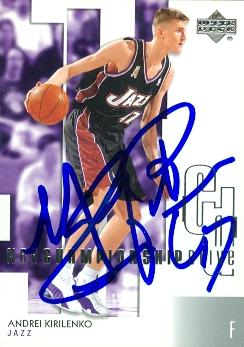 54102 Andrei Kirilenko Autographed Basketball Card Utah Jazz 2003 Upper Deck No .96 -  Autograph Warehouse
