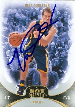 54174 Mike Dunleavy Autographed Basketball Card Indiana Pacers 2008 Fleer Hot Prospects No .24