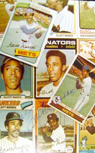 55172 Elliott Maddox Autographed Photo 10X13 Mets Yankees Rangers Card Collage