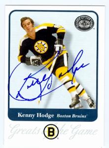 55299 Ken Hodge Autographed Hockey Card Boston Bruins 2001 Fleer Greats Of The Game No .67