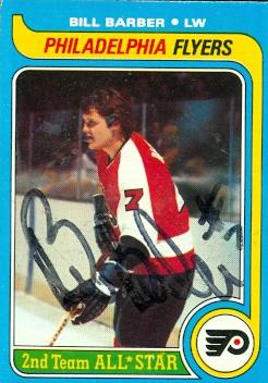 56059 Bill Barber Autographed Hockey Card Philadelphia Flyers 1979 Topps No .140 -  Autograph Warehouse