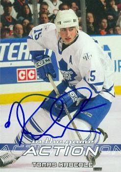 56668 Tomas Kaberle Autographed Hockey Card Toronto Maple Leafs 2003 In The Game No .580