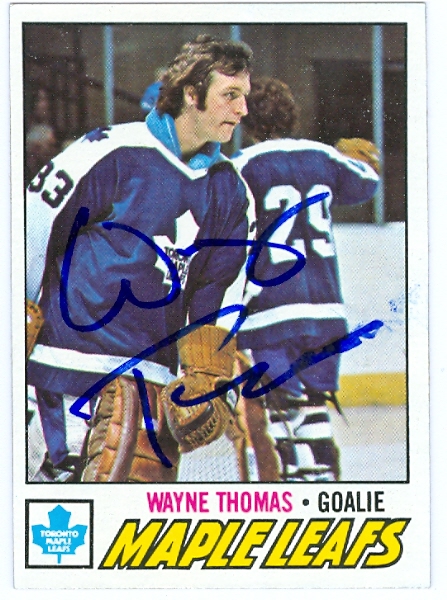 56734 Wayne Thomas Autographed Hockey Card Toronto Maple Leafs 1977 Topps No .19