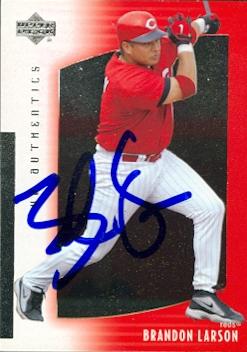 57155 Brandon Larson Autographed Baseball Card Cincinnati Reds 2003 Upper Deck No .30 -  Autograph Warehouse