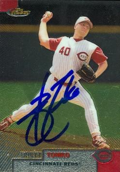 57346 Brett Tomko Autographed Baseball Card Cincinnati Reds 1999 Topps Finest No .165 -  Autograph Warehouse