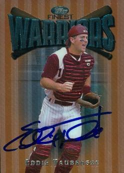 57529 Eddie Taubensee Autographed Baseball Card Cincinnati Reds 1997 Topps Finest No .59 -  Autograph Warehouse