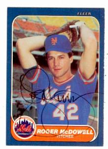Roger Mcdowell Autographed Baseball Card New York Mets 1986 Fleer No .89