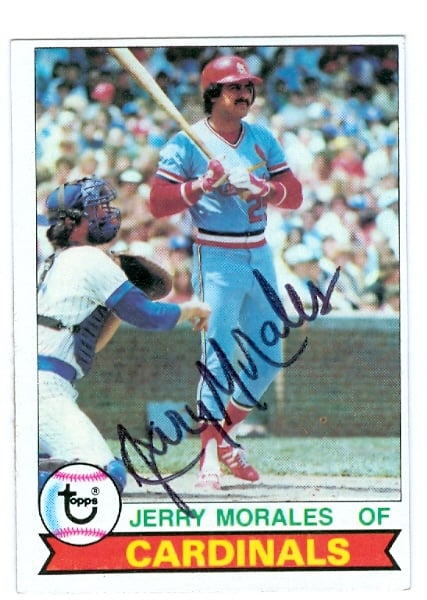 Picture of Autograph Warehouse 59570 Jerry Morales Autographed Baseball Card St. Louis Cardinals 1979 Topps No .452