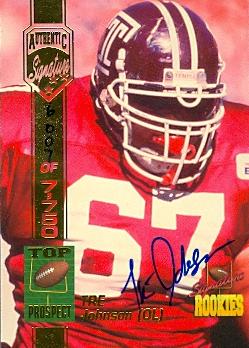 60227 Tre Johnson Autographed Football Card Temple 1994 Signature Rookies No .27 -  Autograph Warehouse