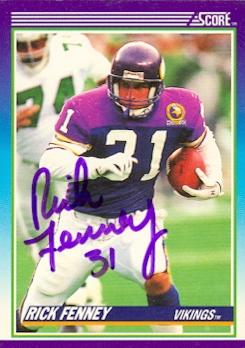 60247 Rick Fenney Autographed Football Card Minnesota Vikings 1990 Score No .143 -  Autograph Warehouse