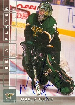60523 Marty Turco Autographed Hockey Card Dallas Stars 2001 In The Game No .151