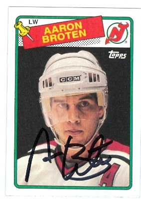 Picture of Autograph Warehouse 61673 Aaron Broten Autographed Hockey Card New Jersey Devils 1988 Topps No. 138