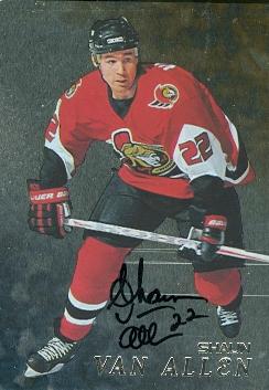 62159 Shaun Van Allen Autographed Hockey Card Ottawa Senators 1998 In The Game No. 245