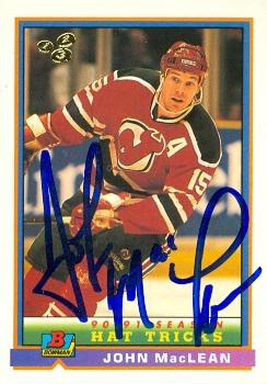 John Maclean Autographed Hockey Card New Jersey Devils 1991 Bowman No. 272