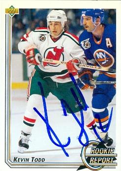 Kevin Todd Autographed Hockey Card New Jersey Devils 1992 Upper Deck No. 365