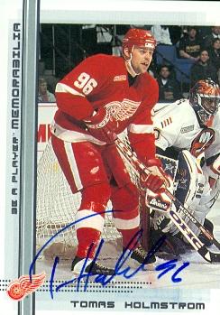63241 Tomas Holmstrom Autographed Hockey Card Detroit Red Wings 2000 In The Game No. 381