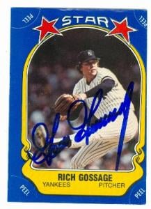 63284 Rich Goose Gossage Autographed Baseball Card New York Yankees 1981 Fleer Star Sticker No. 118 -  Autograph Warehouse