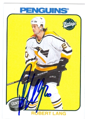 63309 Robert Lang Autographed Hockey Card Pittsburgh Penguins 2001 Ud Vintage No. 203 -  Autograph Warehouse
