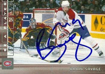 63667 Brian Savage Autographed Hockey Card Montreal Canadiens 2001 In The Game No. 157