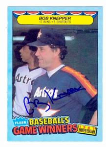 64242 Bob Knepper Autographed Baseball Card Houston Astros 1987 Fleer Game Winner No. 23