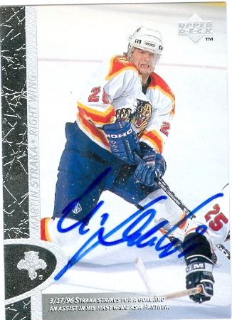 Martin Straka Autographed Hockey Card Florida Panthers 1996 Upper Deck No. 65