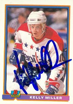65265 Kelly Miller Autographed Hockey Card Washington Capitals 1991 Bowman No. 292 -  Autograph Warehouse