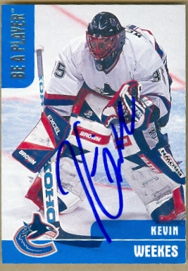 66035 Kevin Weekes Autographed Hockey Card Vancouver Canucks 1999 In The Game No. 196