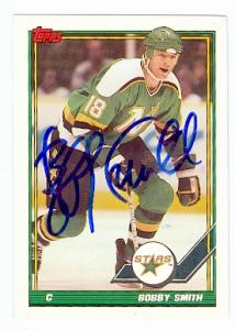 66131 Bobby Smith Autographed Hockey Card Minnesota North Stars 1991 Topps No. 398 -  Autograph Warehouse