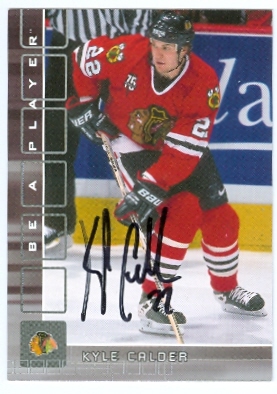 66671 Kyle Calder Autographed Hockey Card Chicago Blackhawks 2001 In The Game No. 236