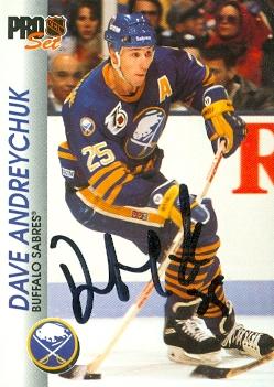 67169 Dave Andreychuk Autographed Hockey Card Buffalo Sabres 1992 Pro Set No. 15 -  Autograph Warehouse
