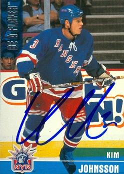68584 Kim Johnsson Autographed Hockey Card New York Rangers 1999 In The Game No. 200