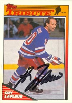 68597 Guy Lafleur Autographed Hockey Card New York Rangers 1991 Topps Tribute No. 2