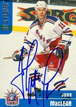 68675 John Maclean Autographed Hockey Card New York Rangers 1999 In The Game No. 295