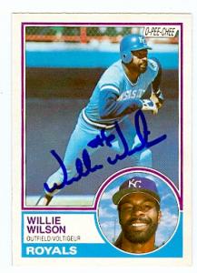 69079 Willie Wilson Autographed Baseball Card Kansas City Royals 1983 O-Pee-Chee No. 16 -  Autograph Warehouse