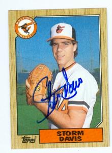 Storm Davis Autographed Baseball Card Baltimore Orioles 1987 Topps No. 349
